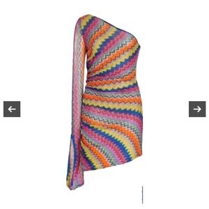 Alexis Women's Blue Devon One-Shoulder Chevron Knit Mini Dress Size XS